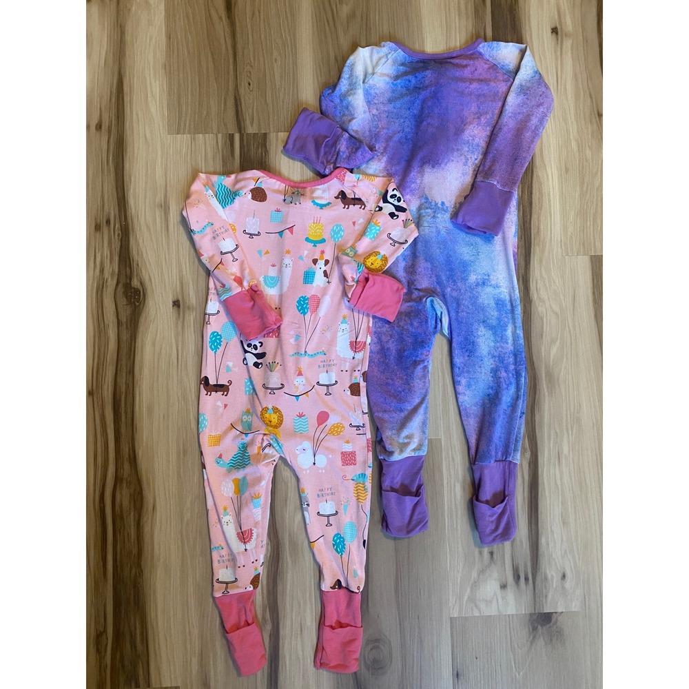 Little Sleepies 6-12M Zippie Set Bamboo Viscose Birthday & Watercolor Galaxy - Picture 2 of 6